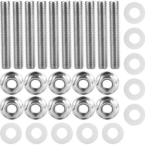 10pcs Kit de Goujon de Collecteur d'Echappement, Boulon de Goujon de Tête de Collecteur d'Echappement en Acier Inoxydable. (1/5)