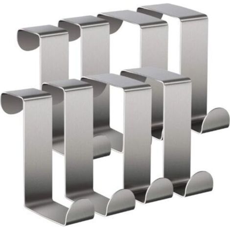 Reversible Z-Shaped Stainless Steel Door Hooks, for Standard Doors, Drawers, Cupboards, Cabinets, Kitchens
