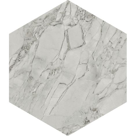 Carrelage sol / mur hexagonal effet marbre gris mate 25x21,6 cmSCULTOREA foam grey esagona J470 (vendu par boite de 1,17m2) (1/3)