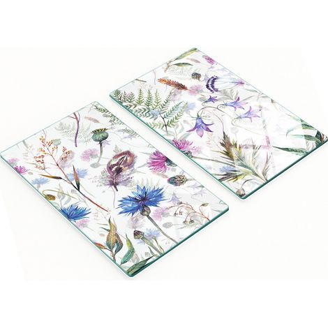 Tavole decorative multifunzionali in vetro per cucina, motivo fiori selvatici, 2x30x52 cm (1/5)