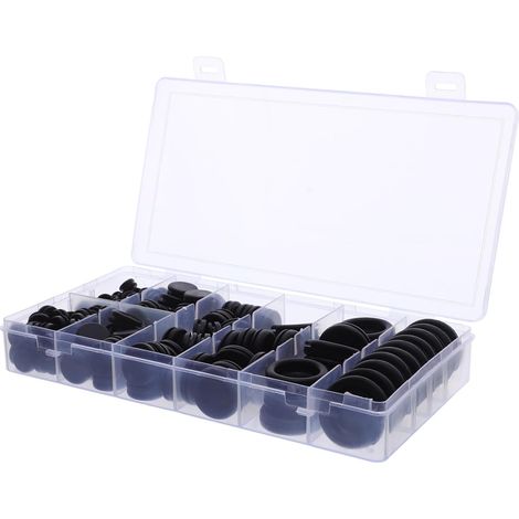 200 Pièces Kit Œillets Caoutchouc Noirs Protection Câble Simple Face Bouchons pour Étanchéité et Fixation Câbles Boîte Rangement Pratique (1/5)