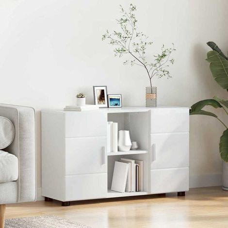 Sideboard mit Regal FLORIN Hochglanz Weiß 88,5 x 30,5 x 55,5 cm