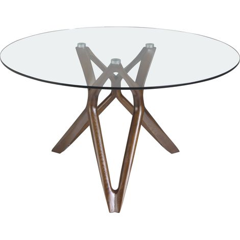 Table ronde Angel Cerda en verre et bois noyer - Noyer et verre transparent (1/5)