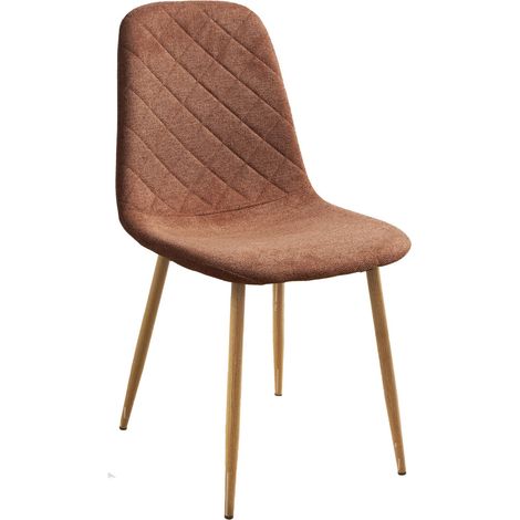 Home Heavenly®- Pack de 4 Sillas de Comedor Suiz - Silla tapizada Diseño nórdico respaldo con costura romboidales y patas metal Color: Teja 8 pata sonoma (1/5)