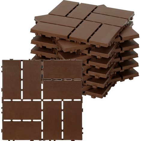 TolleTour Losetas para terraza, 11 piezas de 30 x 30 cm, losetas de plástico encajables, instalación rápida, losetas imitación madera antracita (1/5)