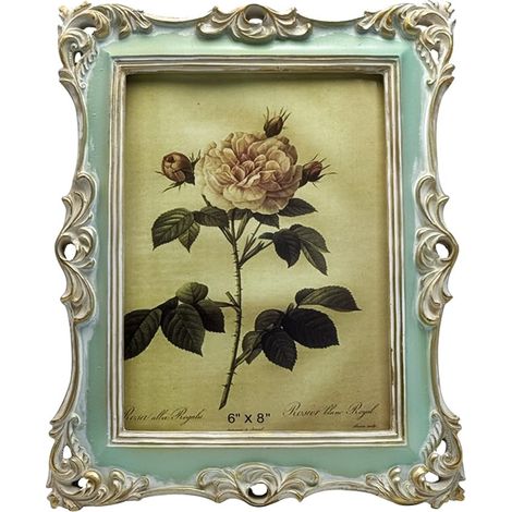 Cadre photo vintage de 15,2 x 20,3 cm - Vert - Pour table et décoration murale - Motif floral rétro - Décoration d'intérieur - Galerie de photos (1/5)