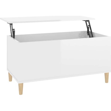 Table basse Blanc brillant 90x44,5x45 cm Bois d'ingénierie (1/5)