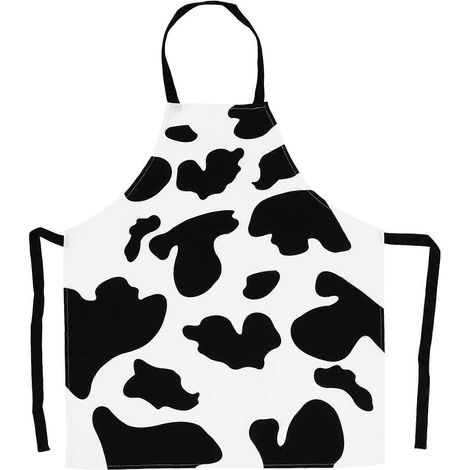 Tablier de cuisine sans manches à motif vache chic, tablier à col pendant pour la maison-M (1/3)