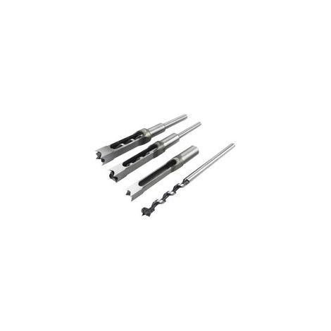 Jeu de 4 forets carrés pour bois – Emporte-pièces à bois en acier trempé, foret à couronne, outils électroportatifs pour menuisiers – Diamètres : 12,7 mm, 6,35 mm, 7,94 mm et 9,53 mm (1/5)