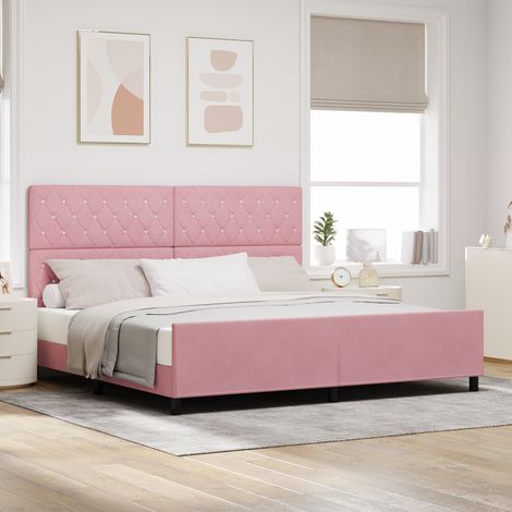 vidaXL Pink Velvet Bed Frame 200x200 cm (1/5)