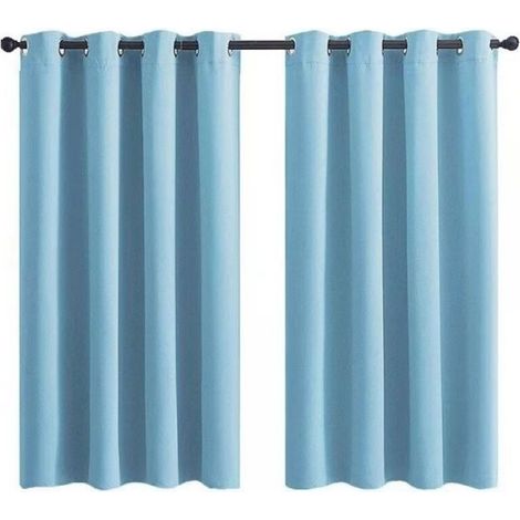 Rideau Occultant à Oeillets pour Chambre d'Enfant - Imprimé Uni Bleu Clair - 28x36 Pouces (71x91cm) - 2 Panneaux (SAMIMPORT-2011)