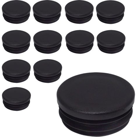 Lot de 12 Bouchon Tube Rond 45mm Plastique Noir RAL 9005 Pour Clôture Poteau (1/5)