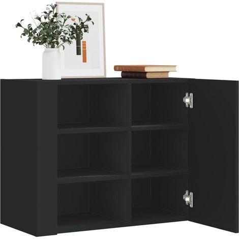 Wandregal Schwarz 75x35x60 cm Holzwerkstoff