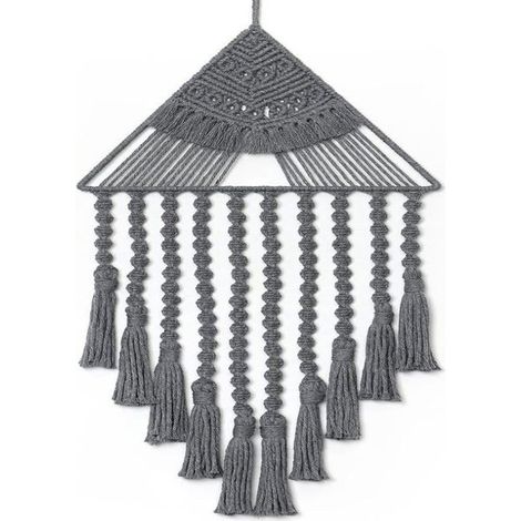 Gewebter Spitzen-Wandbehang, Traumfänger, Dreieck-Pompons, geometrische Kunst, Heimdekoration, wunderschöne Wandkunst (1/4)