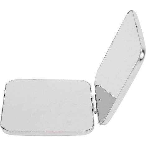 Miroir de poche portable en acier inoxydable, compact et résistant aux chutes, double face, pour femmes, cube de 58 mm (1/5)