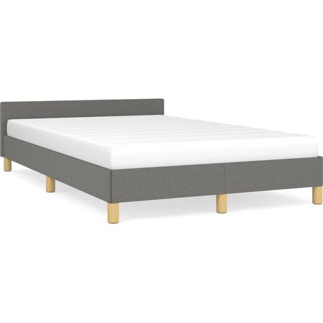 Lit double  Lit adulte  Cadre de lit sans matelas gris foncé 120x190 cm tissu (1/5)