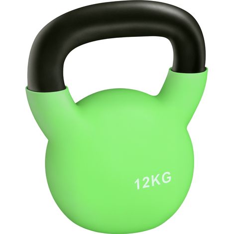 HOMCOM pesa rusa de 12 kg de hierro fundido kettlebell con revestimiento de neopreno mancuernas de bola para entrenamiento de fuerza 20x13x23 cm