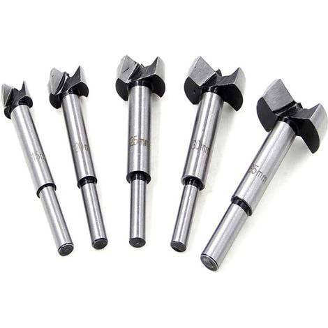 Juego de brocas de 15-35 mm, 5 piezas, broca de carburo para madera, acero de alta velocidad, ala plana, para perforación de agujeros de bisagra, broca de avellanado de carburo cementado con blíster -