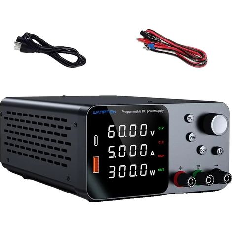 Fuente de alimentación, salida ajustable, diseño fácil de usar, TPS 60V 5A 300W, enchufe EU-b de 220V (1/2)