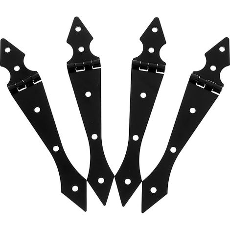 Lot de 4 Charnières à Sangle Noires en Métal pour Portes de Grange et Portails en Bois, Fonctionnement Silencieux et Design Flèche Rustique pour Usage Intérieur Sécurisé (1/5)