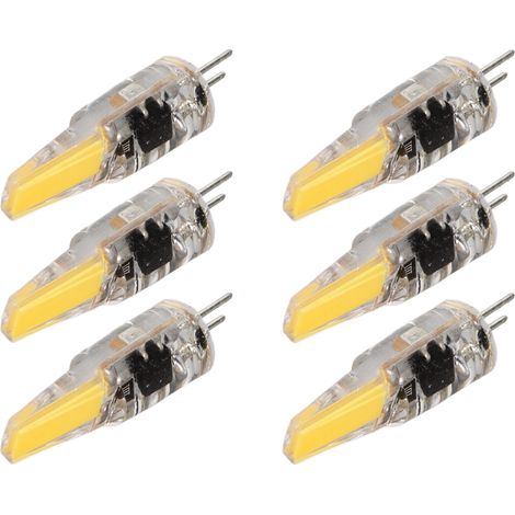 Lot de 6 ampoules LED G4 COB 6W, 220V, blanc chaud, pour plafonnier, suspension, applique et lampe de table (certifié CE) (1/5)
