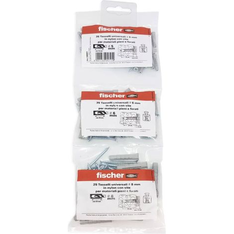 95 tasselli in nylon fischer misti diametro 5/6/8 con vite (1/2)