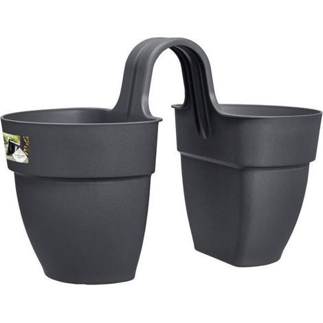Pot Jumelé Vibia Campana Anthracite Pot De Fleurs Double, Design Moderne, Résistant Aux Intempéries. - Elho (1/4)