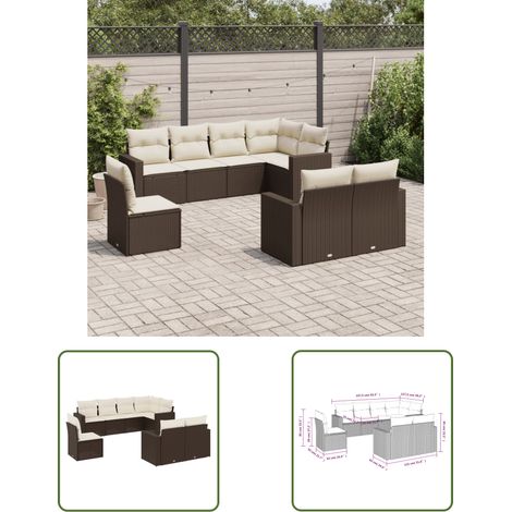 The Living Store 8-tlg. Garten-Sofagarnitur mit Kissen Braun Poly Rattan - Gartensofas - Outdoor Möbel - Gartenmöbel Set - Lounge Sofa - Rattan Gartenmöbel