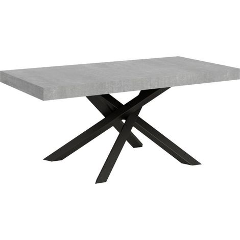 Table à manger design gris béton et pieds entrelacés anthracite 160 cm Artemis (1/5)
