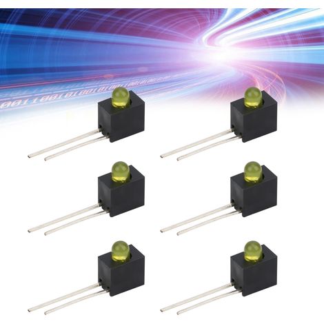 100 supports LED, abat-jour de 3 mm, coude à 90°, composants de contrôle industriel léger, jaune (1/5)