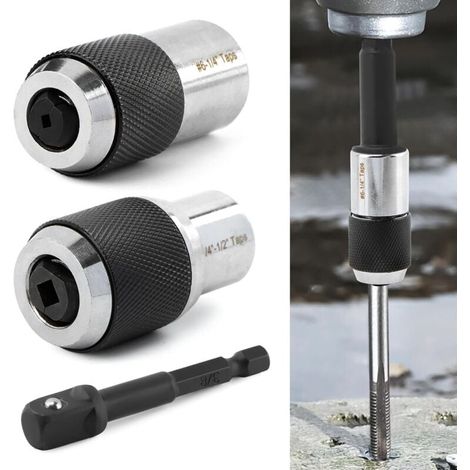 Jeu de 2 douilles de robinet avec 1 adaptateur de douille de 0,95 cm, outil d'extraction de robinet réglable, pour robinets, alésoirs et extracteurs de vis (1/4)