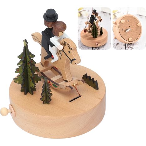 Spieluhr aus Holz, romantisches Valentinstagsgeschenk, Dekorationsgegenstand für Möbel, galoppierendes Pferd. (1/5)