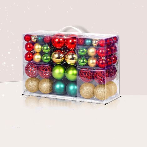 Set di 100 palline di Natale, ornamenti per albero di Natale, decorazioni per albero di Natale, 3 misure con cordino per appendere le decorazioni dell'albero di Natale, festività (1/5)