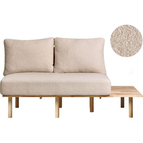 Sofa 2-Sitzer SALO Bouclé Beige mit Tischen