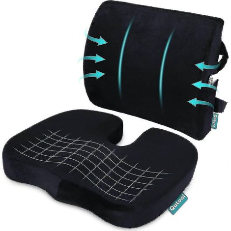 Coussin orthopédique pour siège et soutien lombaire, oreiller pour chaise de bureau, coussin en mousse à mémoire de forme pour siège auto (1/4)