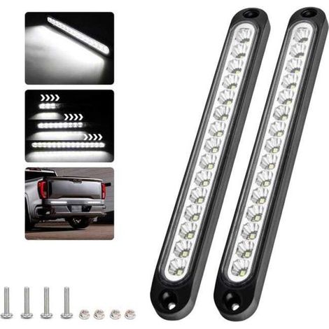 Barra de luz de freno de 2 piezas con 15 LED, barra de luz trasera impermeable de 12-24 V para luces diurnas dinámicas para automóviles