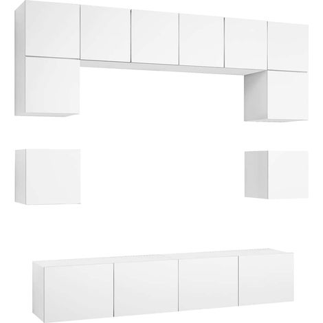 Maison Exclusive - Set Mobili Porta TV 8 pz Bianco in Legno Multistrato (1/5)