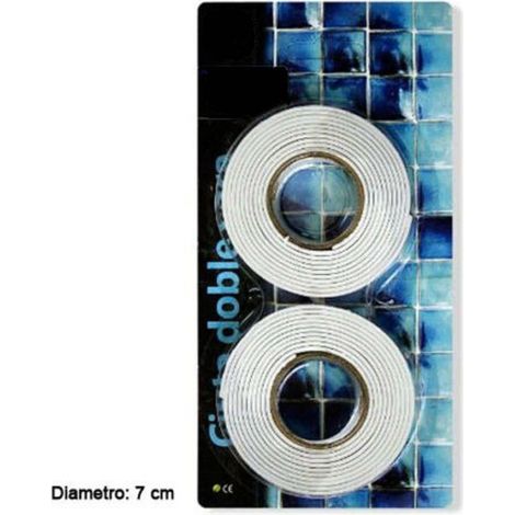 Trade Shop - NASTRO BIADESIVO NASTRI DIAMETRO 7 CM CONFEZIONE VON 2 BIANCO PEZI -