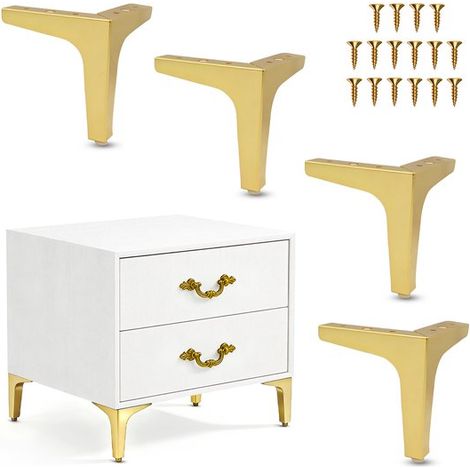 Set di 4 gambe di supporto TV di lusso, gambe per armadi a tre gambe, gambe per mobili, gambe per tavolini da caffè, gambe per tavoli, gambe per divani in metallo, viti incluse, robuste e (1/5)