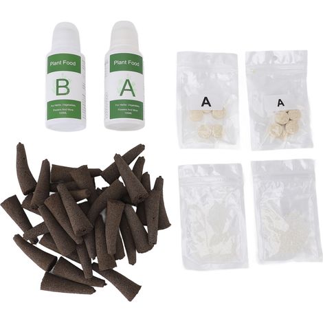 Kit completo de cápsulas para cultivo hidropónico, que incluye 50 esponjas de cultivo, nutrientes hidropónicos y fertilizante. (1/5)