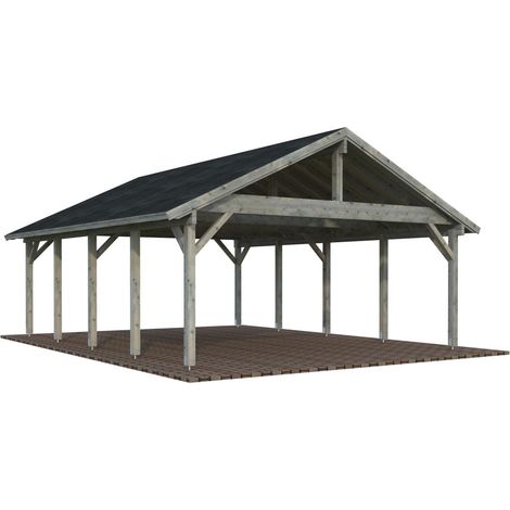 Garage en bois  Robert 40,6 m2 Traité Gris (1/3)