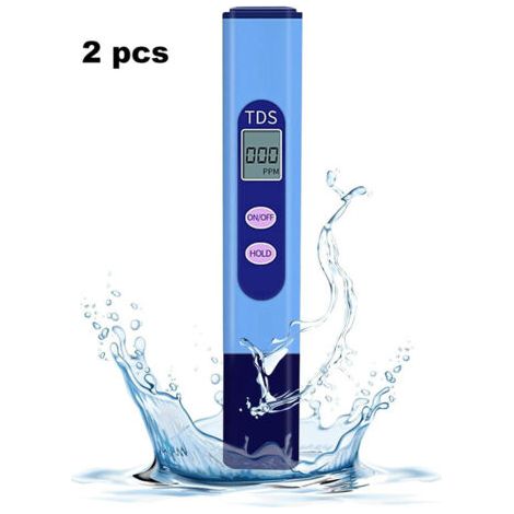 Lot de 2 testeurs TDS, testeur de qualité de l'eau avec écran LCD, plage de mesure de 0 à 9990 ppm, portable, pour l'aquaculture, les piscines et les robinets domestiques (1/5)