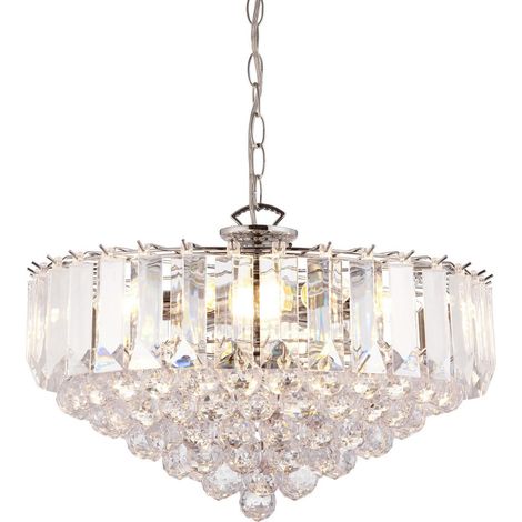 Endon Fargo - Lampada a sospensione a 6 luci cromata, acrilico trasparente, E14