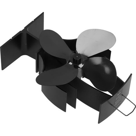 Ventilateur de poêle à 4 pales à combustion active, ventilateur de cheminée en aluminium à circulation de chaleur pour foyer au bois. (1/5)
