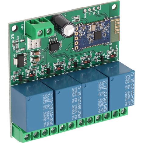 Module relais Bluetooth 4 canaux avec télécommande, forte capacité anti-interférences pour maison connectée, 5 V CC (1/5)
