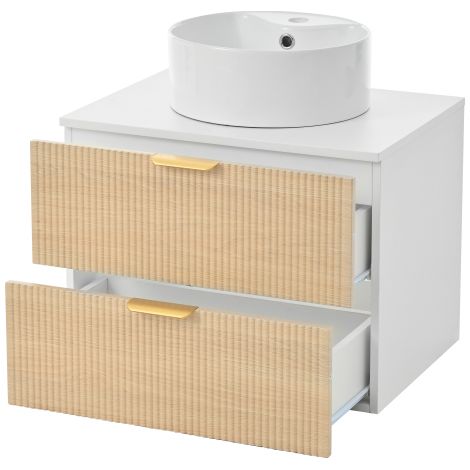 Meuble de 60 cm a façades de tiroirs imitation bois à rayures discrètes panneau MDF de haute qualité (1/5)