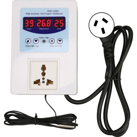 Thermostat numérique LED étanche pour aquarium d'élevage, contrôle de chauffage et refroidissement, prise AU plug-and-play 110-240V (1/5)