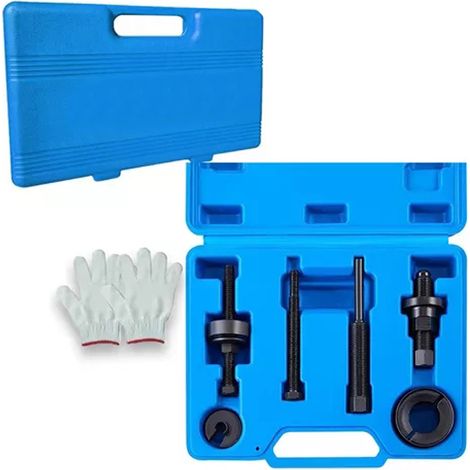 Juego de herramientas para desmontar poleas de dirección asistida, extractor de poleas de bomba de agua y bomba de vacío con 1 par de guantes. (1/5)