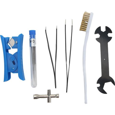 7 pièces kit pinceau pincettes brosse clé nettoyage pour buse imprimante 3D entretien outil set (1/5)
