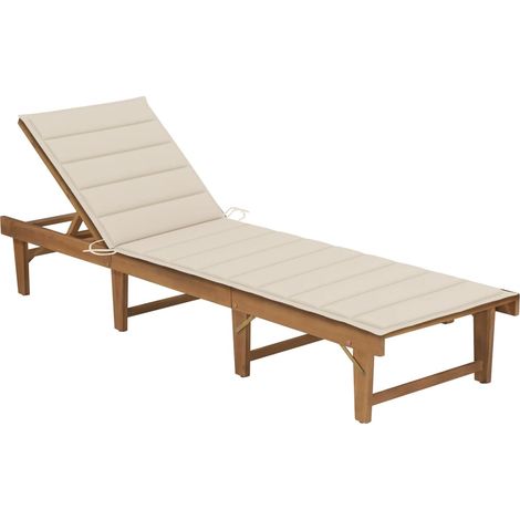 Chaise longue pliable avec coussin Bois d'acacia solide